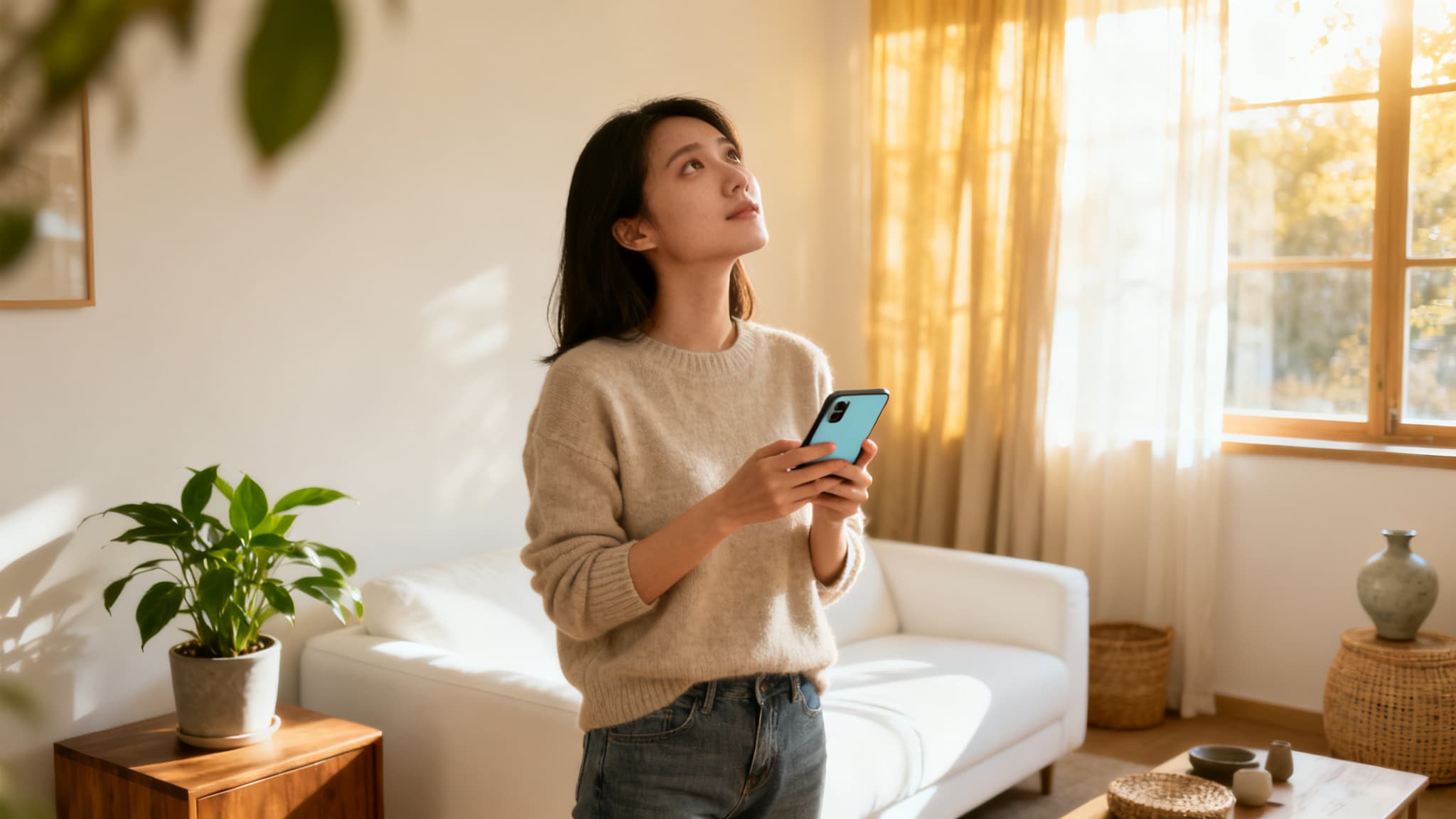 Screen displaying AI-powered room layouts, demonstrating how to use AI for room decorating.